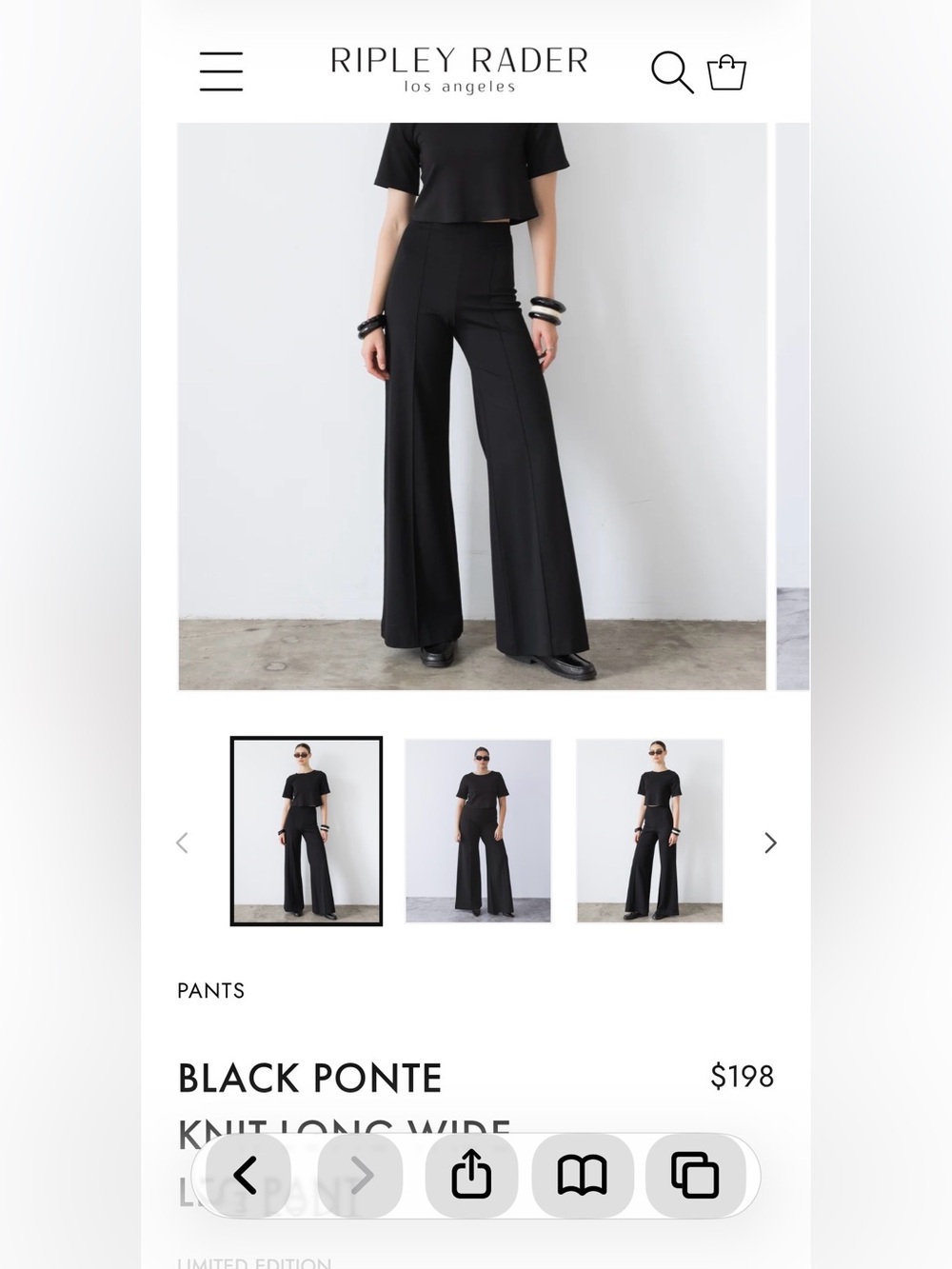 Ripley Rader, gently worn Size 3 Wide-Leg Black Pants